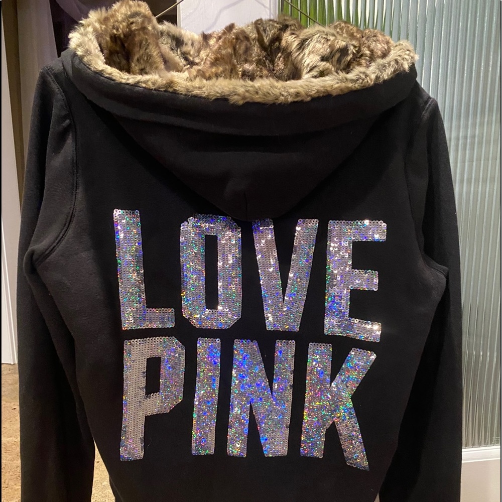 PINK fur lined hoodie